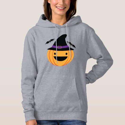 Pull À Capuche Citrouille Halloween Jack O Lantern Chauve-Souris (Devant)