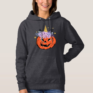 Pull À Capuche Citrouille licorne design Halloween