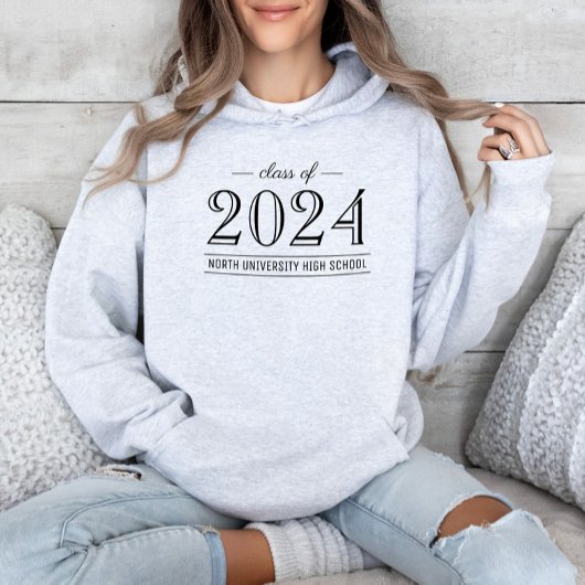 Pull À Capuche Classe Élégante Grise 2026 Nom de l'école