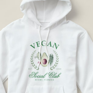 Pull À Capuche Club Social Végétalien Personnalisé Lieu & Année
