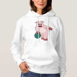 Pull À Capuche Cochon à Bowling avec balle de Bowling
