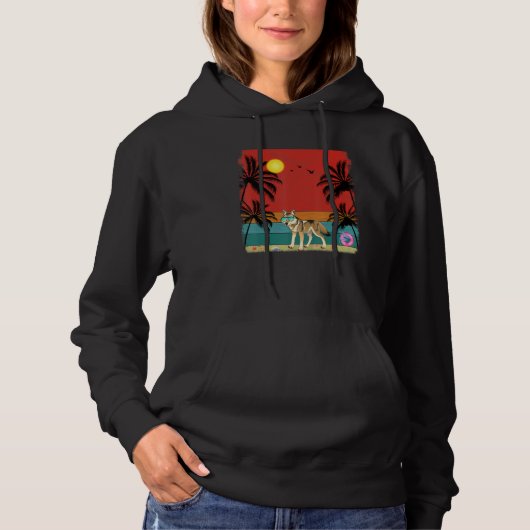 Pull À Capuche Cocotier de plage Retro Graphisme Coyote Été (Devant)