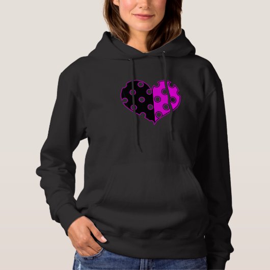 Pull À Capuche Cœur à pois en noir et rose (Devant)