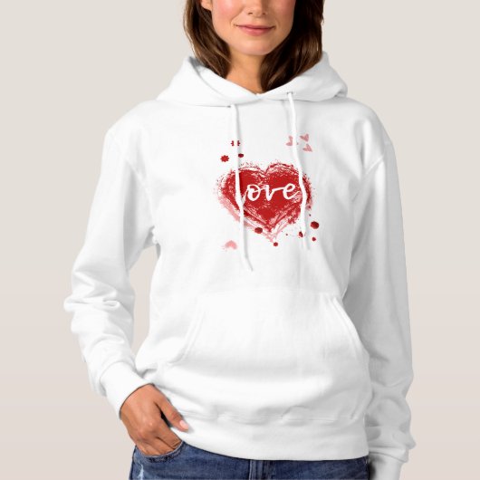 Pull À Capuche Coeur d'Amour en Saint Valentin Rouge (Devant)