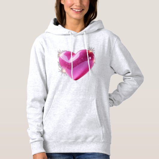 Pull À Capuche Coeur rose 3D pétillant - Un symbole (Devant)