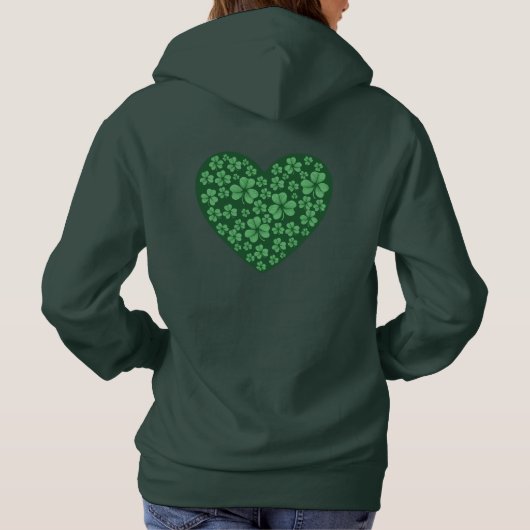 Pull À Capuche coeur Shamrock vert St Patrick's Day  (Dos)