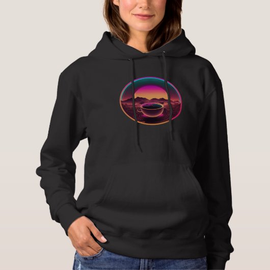 Pull À Capuche Coffee Synthwave 80s Retrowave Aesthetic (Devant)
