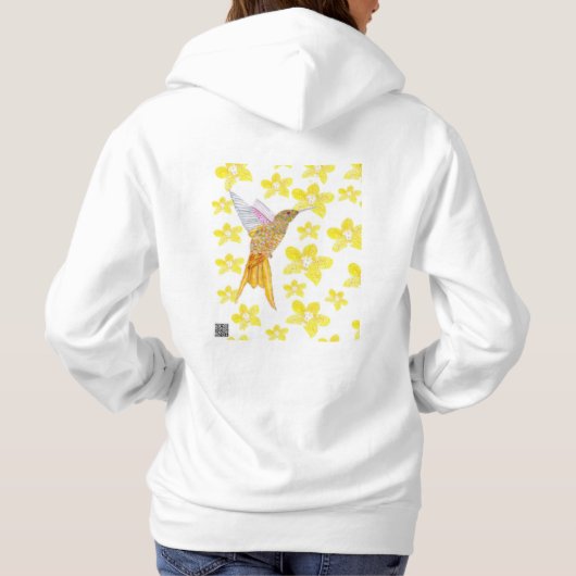 Pull À Capuche Colibri floral jaune (Dos)