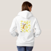 Pull À Capuche Colibri floral jaune (Dos entier)