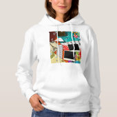 Pull À Capuche Collage de voyage avec des monuments emblématiques (Devant)