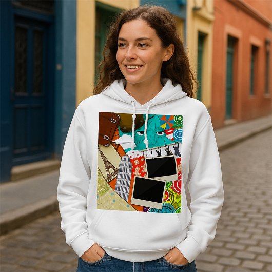 Pull À Capuche Collage de voyage avec des monuments emblématiques
