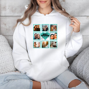 Pull À Capuche Collage photo de MEILLEURES AMIES Cœur sarcelle
