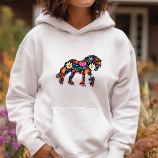 Pull À Capuche Colorée Floral Horse Dames Sweatshirt à capuche