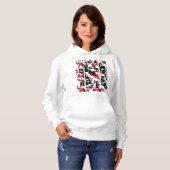 Pull À Capuche Conception abstraite irrégulière rouge noir blanc (Devant entier)