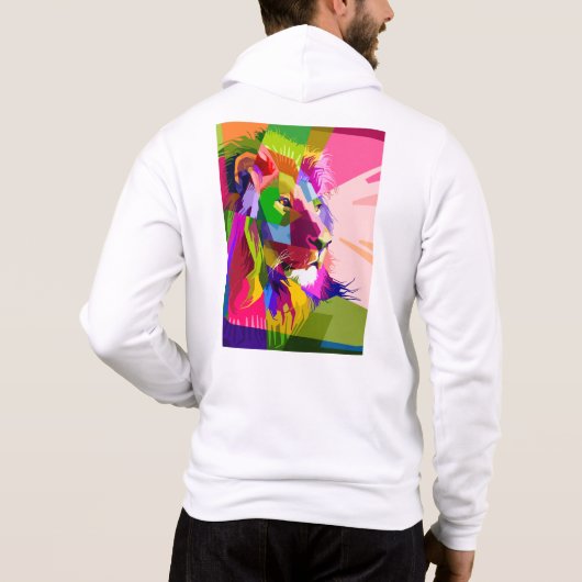 Pull À Capuche Conception d'art pop prismatique tête de lion-6250 (Dos)