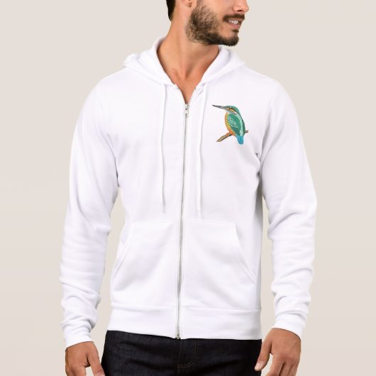 Pull À Capuche Conception de broderie d'oiseau martin-pêcheur col (Devant)