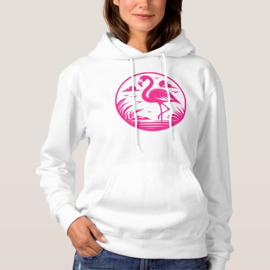 Pull À Capuche Conception de cercle d'été flamant rose-68730 (Devant)