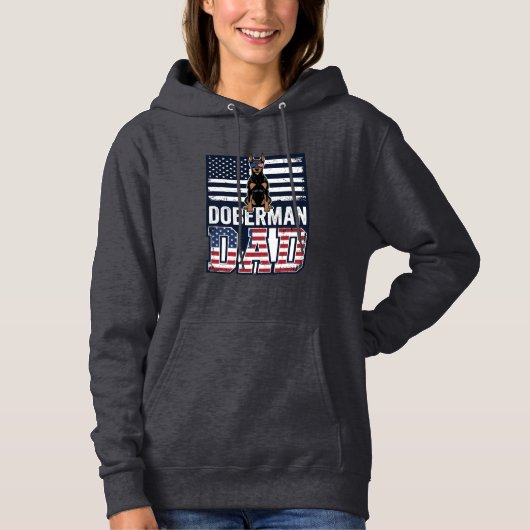 Pull À Capuche Conception de chemise pour chien patriotique Dober (Devant)