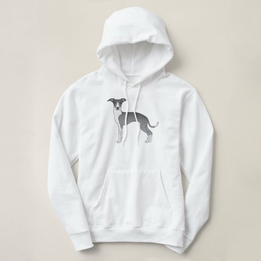 Pull À Capuche Conception de dessin animé lévrier italien bleu et (Design devant)