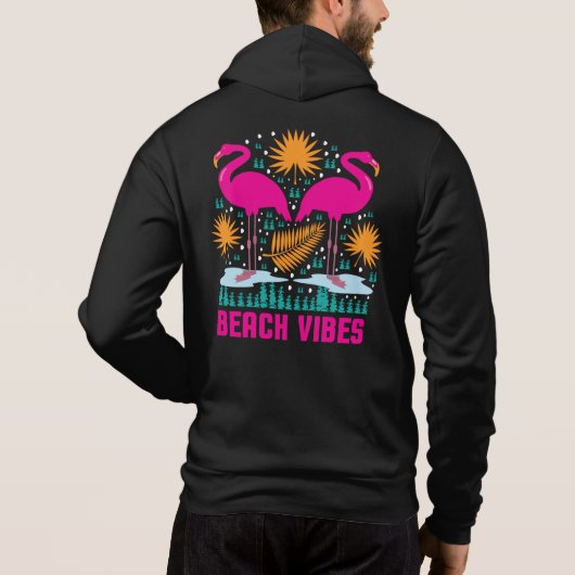 Pull À Capuche Conception de flamants roses de vibes de plage (Dos)