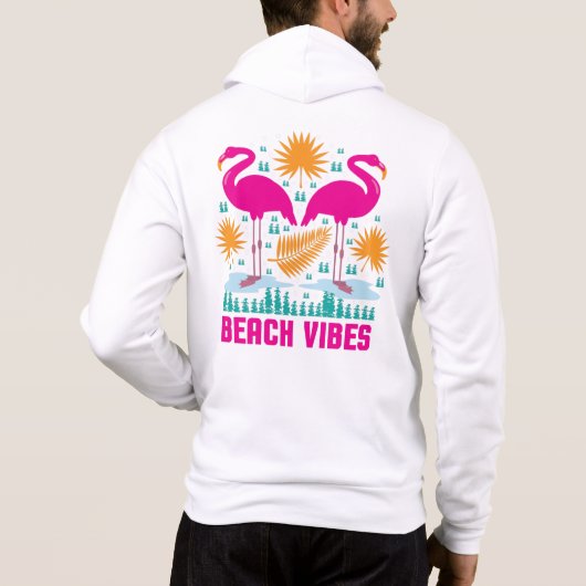 Pull À Capuche Conception de flamants roses de vibes de plage (Dos)