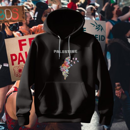 Pull À Capuche Conception de la carte Floral Palestine | Pro Pale