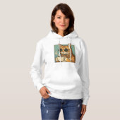 Pull À Capuche Conception de style rétro pour café Cool Cat pour  (Devant entier)