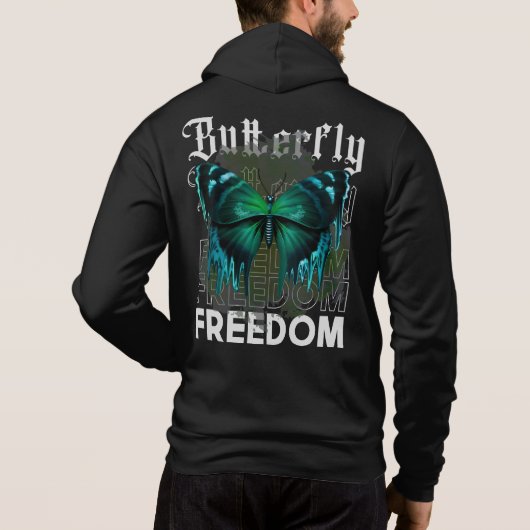 Pull À Capuche Conception de style streetwear liberté papillon-64 (Dos)