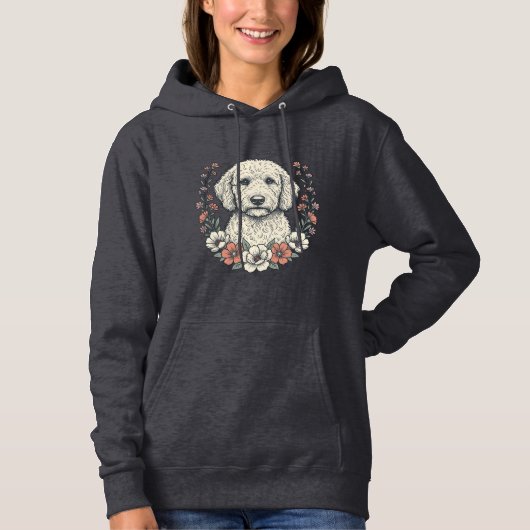 Pull À Capuche Conception de T-Shirt de Portrait de Chien Bouclé (Devant)