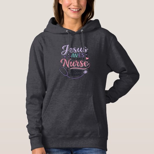 Pull À Capuche Conception de t-shirt Jésus Sauve l'infirmière Foi (Devant)