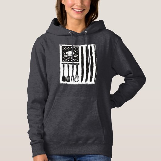 Pull À Capuche Conception de T-shirt Ustensiles de Cuisine Drapea (Devant)