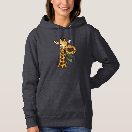 Pull À Capuche Conception de vecteur de tournesol de girafe vinta (Devant)