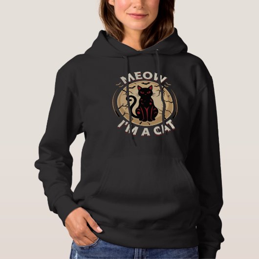 Pull À Capuche Conception graphique de chat Meow Halloween_1 (Devant)