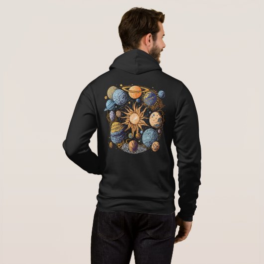 Pull À Capuche Conception graphique du système solaire (Dos entier)