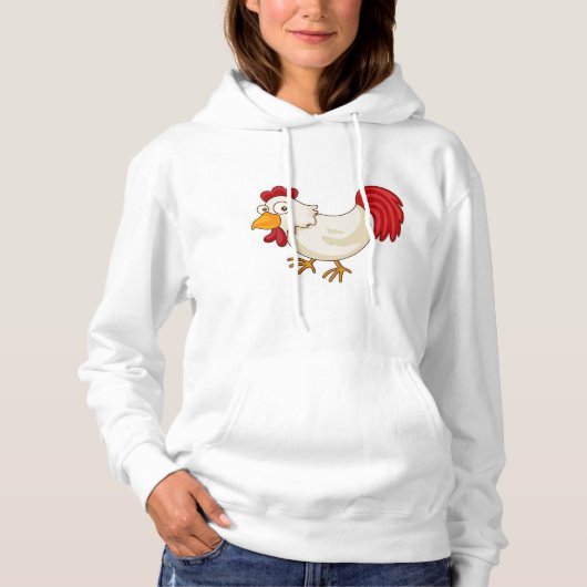 Pull À Capuche Coq de dessin animé poule blanche (Devant)