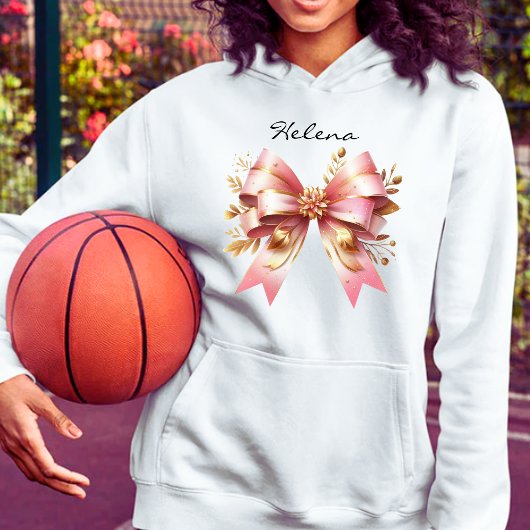 Pull À Capuche Coquette Aesthétique Pink Bow Nom personnalisé Swe