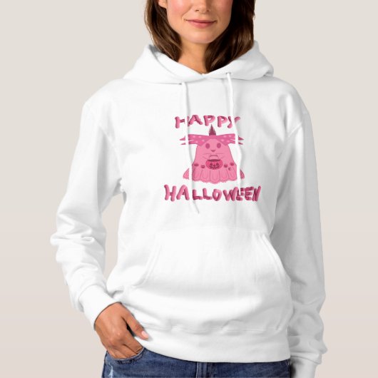Pull À Capuche Coquette Rose Fantôme Joyeux Halloween Art Numériq (Devant)