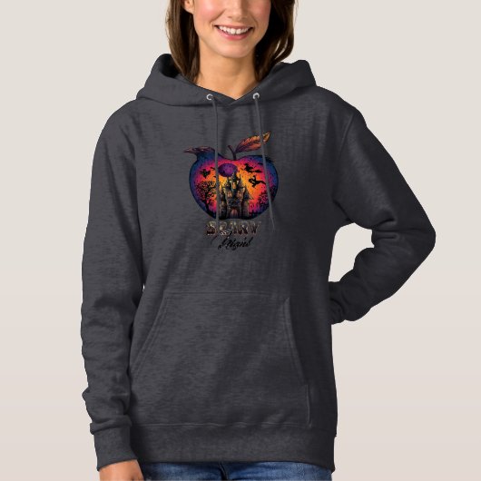 Pull À Capuche Corbeau de nuit effrayant Château hanté Spooky App (Devant)