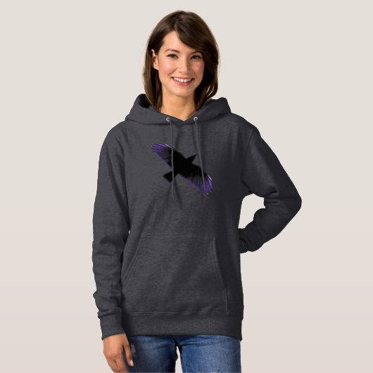 Pull À Capuche Corbeau noir et pourpre (Devant entier)