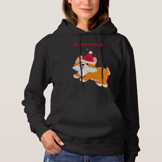 Pull À Capuche Corgi Merry Xmas (Devant)