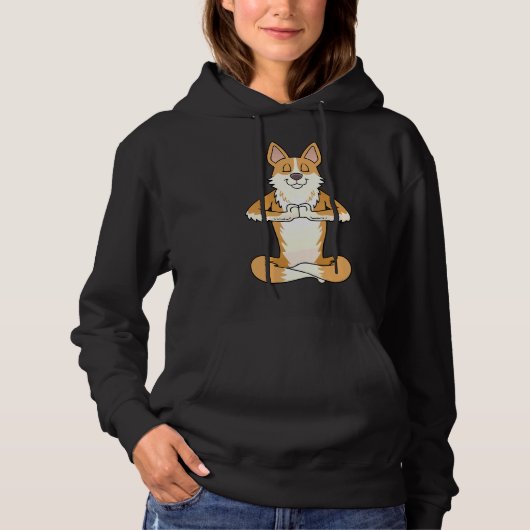 Pull À Capuche Corgi Namaste Yoga (Devant)