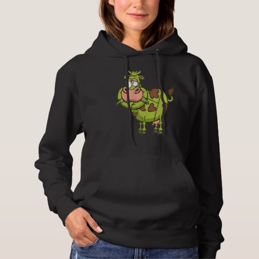 Pull À Capuche Costume de vache zombie paresseux Halloween Ferme (Devant)