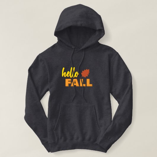Pull À Capuche Cosy "Hello Fall" Colorful Letters Grey (Design devant)