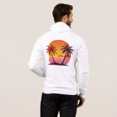 Pull À Capuche Coucher de soleil avec palmiers Vector (Dos entier)