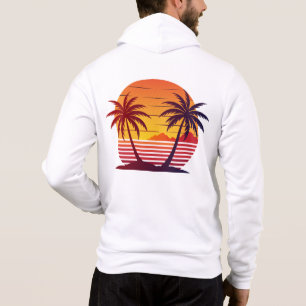 Pull À Capuche Coucher de soleil avec palmiers Vector