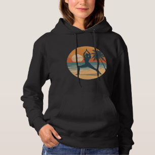 Pull À Capuche Coucher de soleil sur la plage silhouette de yoga 