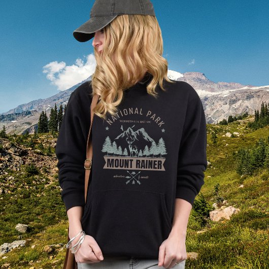 Pull À Capuche Cozy Mountain Landscape Deer – Mount Rainer