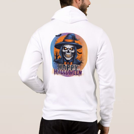 Pull À Capuche Crâne effrayant sorcière Halloween Art-88888 (Dos)