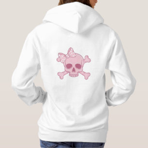 Pull À Capuche Crâne Rose Pastel Mignon avec Nœud et Os de Pirate