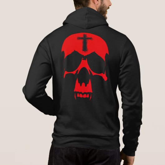 Pull À Capuche Crâne rouge démon conception graphique gothique (Dos)
